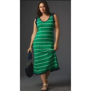 Anthropologie Daily Practice Sweater Dress Midi Green Stretch Preppy Sz XL NWT